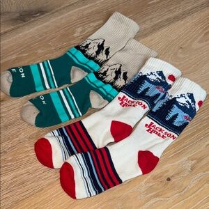 Jackson Hole Mountain Adventure Socks - Cream and Red